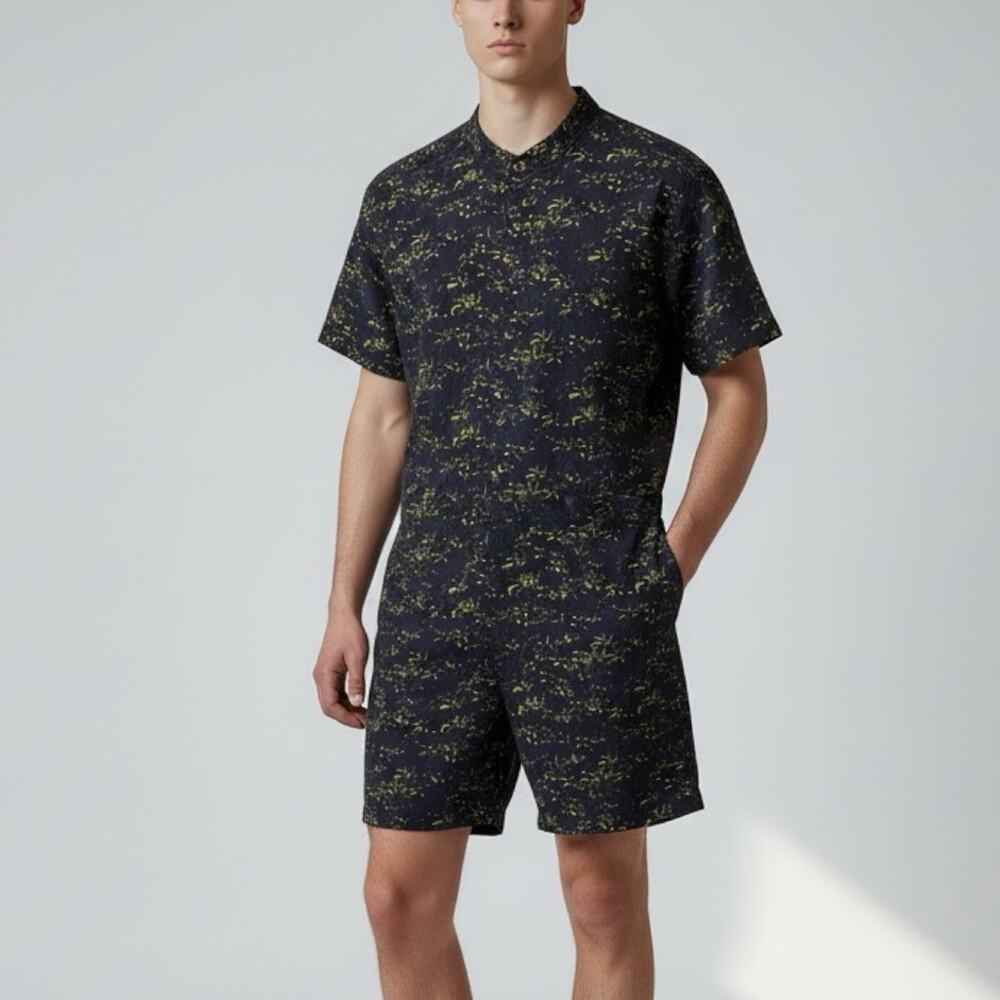 Original Romphim ACED Designs Mens Festival Palm Print Cotton Romper S Resort